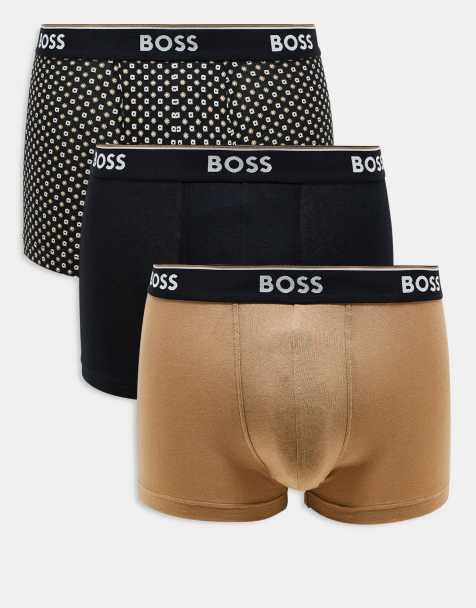 Pack de 3 calzoncillos de color tostado, negro liso y estampado con logo en la cinturilla Power de BOSS Bodywear - view 1