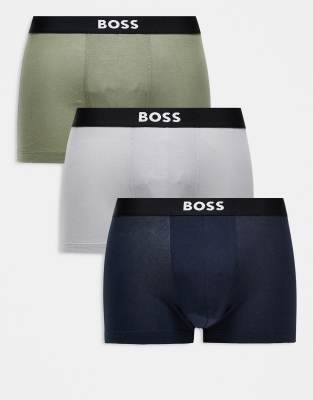 Pack de 3 calzoncillos de color verde, gris y azul marino de BOSS One - view 1