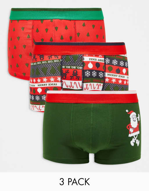 Conjunto de 4 calzoncillos tipo bóxer de Navidad para hombre para