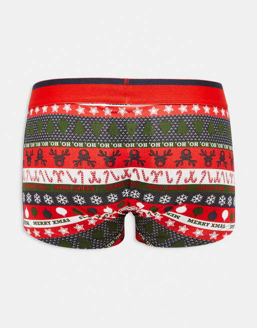 Conjunto de 4 calzoncillos tipo bóxer de Navidad para hombre para