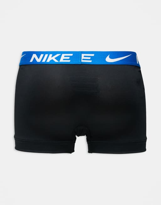 Pack de 3 calzoncillos negros básicos con cinturillas de color azul, rosa y naranja de microfibra Essential de Nike, 3 de 3