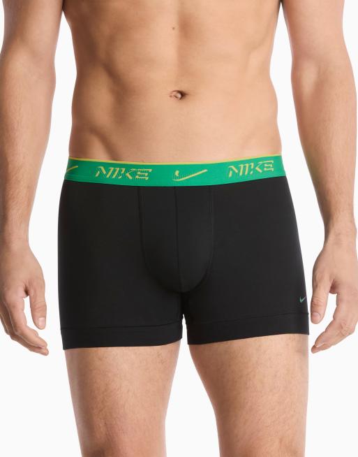 Pack de 3 calzoncillos negros básicos con cinturillas de color verde, azul y morado de algodón Essential Cotton de Nike, 3 de 4