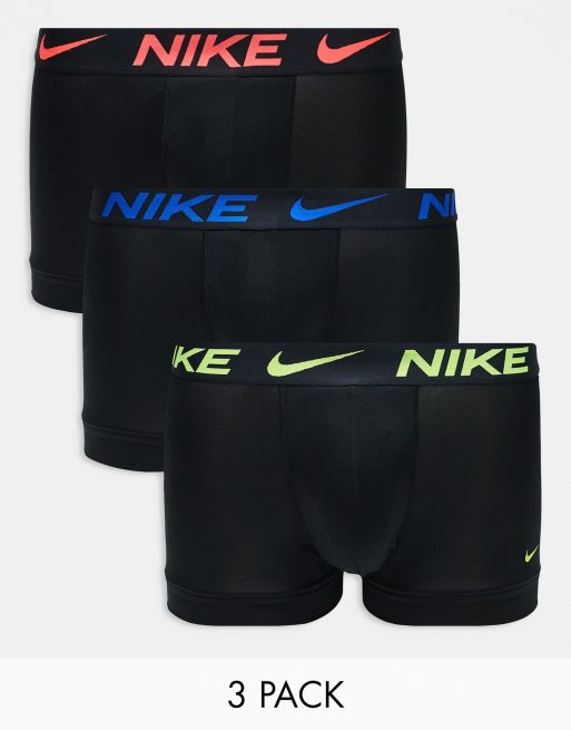 Pack de 3 calzoncillos negros básicos con cinturillas de colores de microfibra Essential de Nike 