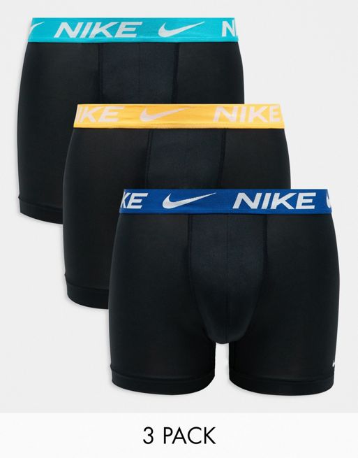 Pack de 3 calzoncillos negros básicos con cinturillas en contraste de microfibra Dri-FIT de Nike