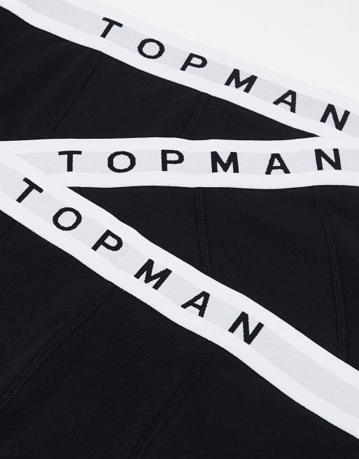 Pack de 3 calzoncillos negros con cinturilla blanca de Topman, 4 de 4