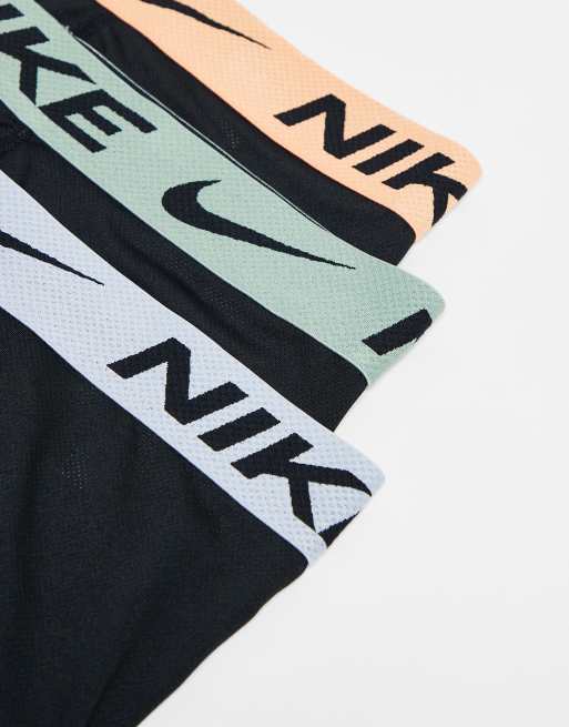 Pack de 3 calzoncillos negros con cinturillas de color menta, naranja y gris Elite Breathe de Nike, 3 de 3