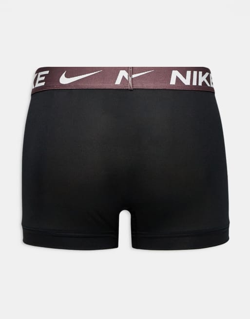 Pack de 3 calzoncillos negros con cinturillas de color naranja, marrón y negro Essential Microfibre de Nike, 2 de 3