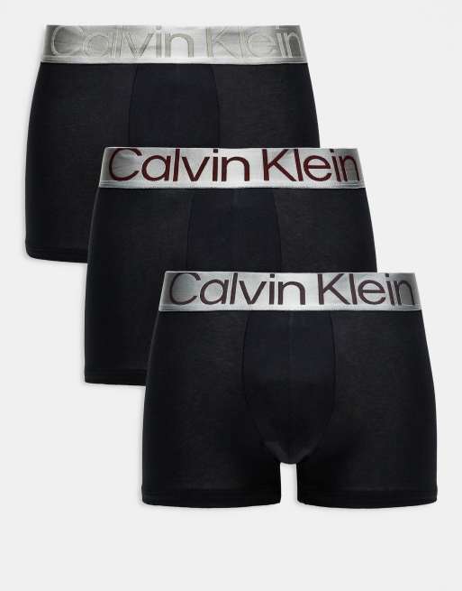 Pack de 3 calzoncillos negros con cinturillas de colores con el logo de Calvin Klein