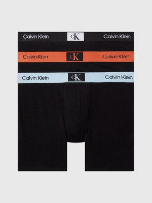 Pack de 3 calzoncillos negros elásticos con cinturilla de colores de algodón CK 96 de Calvin Klein