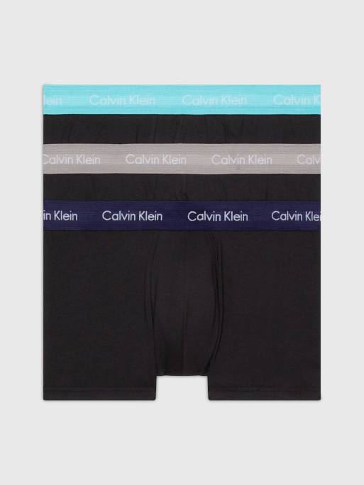 Pack de 3 calzoncillos negros elásticos con cinturilla de colores de algodón de Calvin Klein