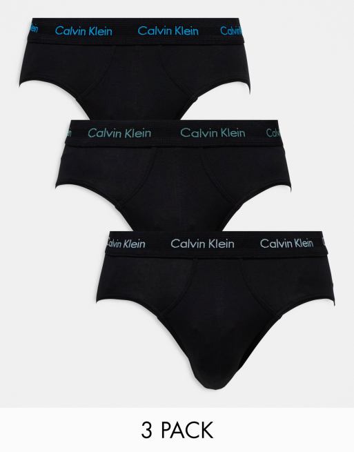 Pack de 3 calzoncillos negros elásticos con logo de colores de algodón de Calvin Klein