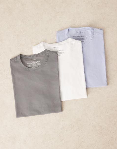 Pack de 3camisetas de color gris, blanco y azul claro de manga corta de Calvin Klein - view 1