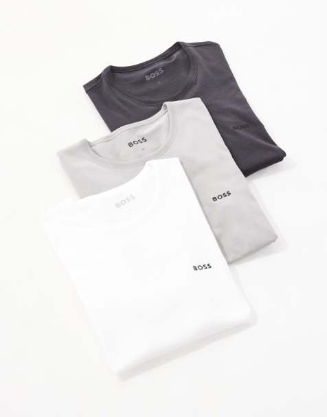 Pack de 3 camisetas de color gris y blanco con logo de Boss Bodywear - view 1