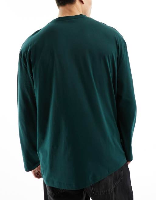 Pack de 3 camisetas de color negro, crudo y verde extragrandes de manga larga de ASOS DESIGN , 3 de 4