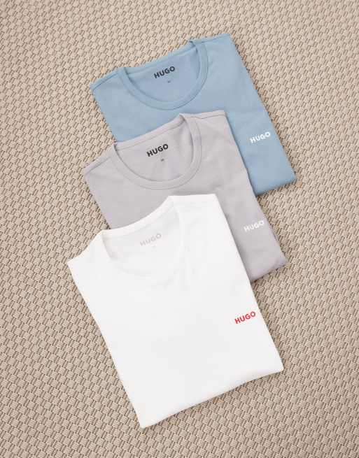 Pack de 3 camisetas de estar por casa de color blanco, azul y gris de Hugo Red