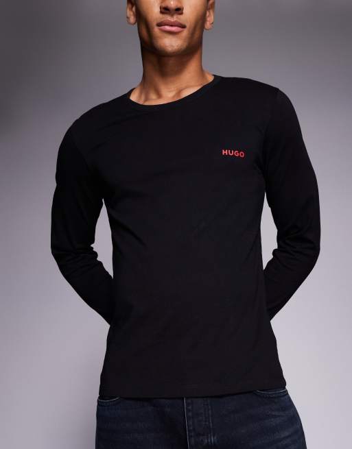 Pack de 3 camisetas de estar por casa negras de manga larga con logo de HUGO RED, 2 de 5