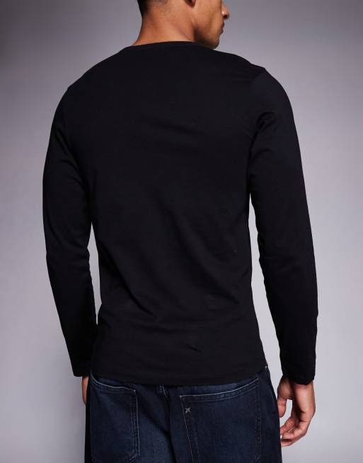 Pack de 3 camisetas de estar por casa negras de manga larga con logo de HUGO RED, 4 de 5