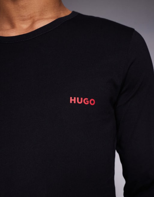 Pack de 3 camisetas de estar por casa negras de manga larga con logo de HUGO RED, 5 de 5