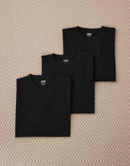 Pack de 3 camisetas de varios colores extragrandes básicas Essentials de ASOS DESIGN