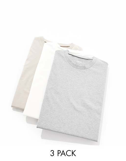 Pack de 3 camisetas de varios colores extragrandes de ASOS DESIGN