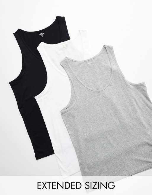 Pack de 3 camisetas de varios colores sin mangas de ASOS DESIGN
