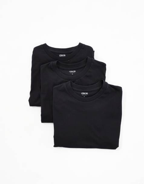 Pack de 3 camisetas negras básicas con cuello redondo de ASOS DESIGN - view 1
