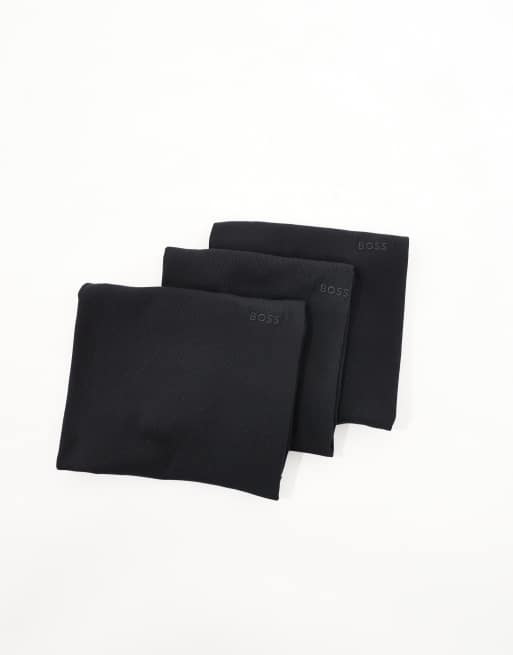 Pack de 3 camisetas negras de tirantes con logo de canalé de BOSS Bodywear, 2 de 4