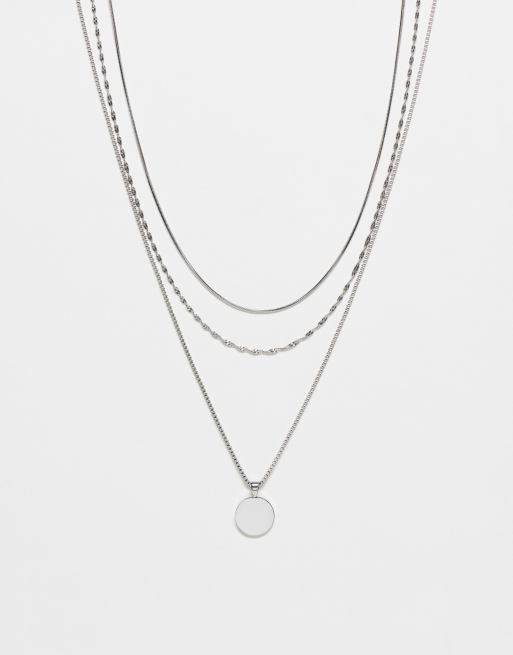Pack de 3 collares plateados con colgante resistentes al agua Phoebe de Topshop