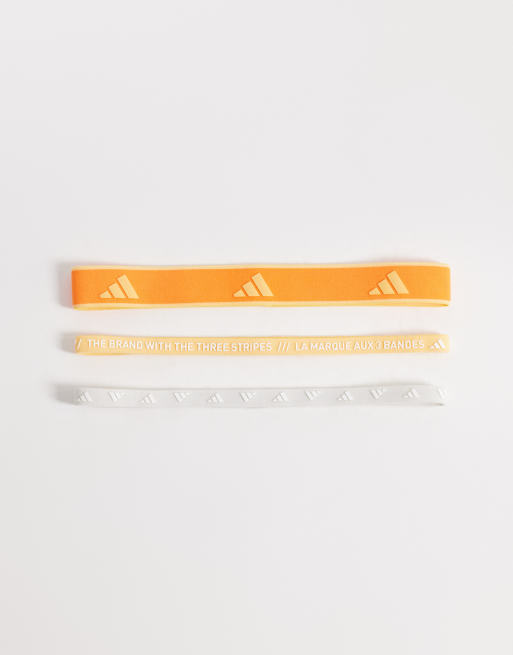 Pack de 3 diademas de color naranja y blanco de adidas Running