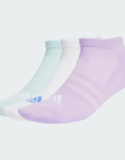 Pack de 3 pares de calcetines bajos de color blanco, ciruela empolvado y menta Cushioned de adidas Performance