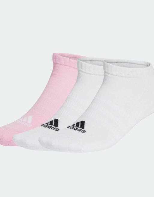 Pack de 3 pares de calcetines bajos de color blanco y rosa intenso Cushioned de adidas Performance
