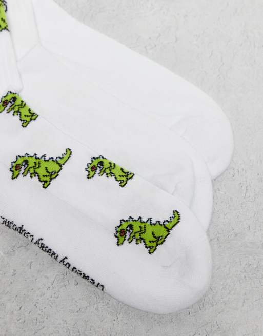 Pack de 3 pares de calcetines blancos con estampado gráfico de "Rugrats" de ASOS DESIGN, 3 de 3