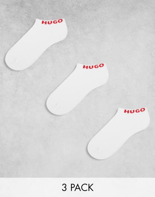 Pack de 3 pares de calcetines blancos de caña baja con logo de HUGO Bodywear