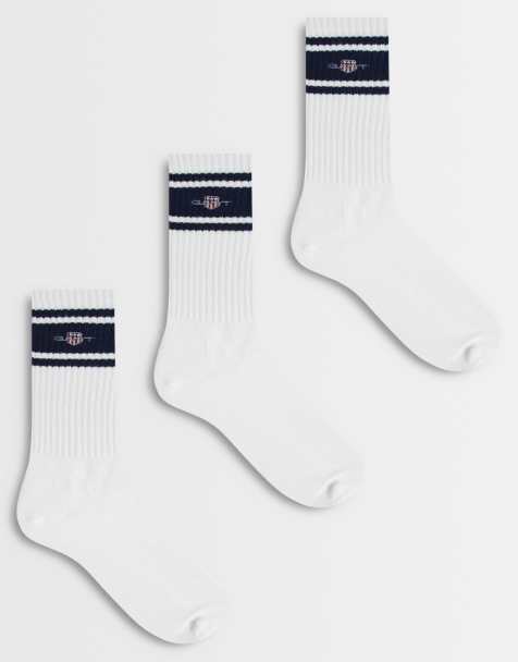 Pack de 3 pares de calcetines blancos de estilo deportivo con logo de escudo de GANT - view 1