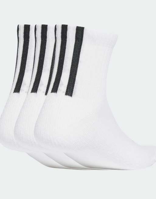 Pack de 3 pares de calcetines blancos de media caña con diseño de 3 rayas en la parte trasera de adidas Originals