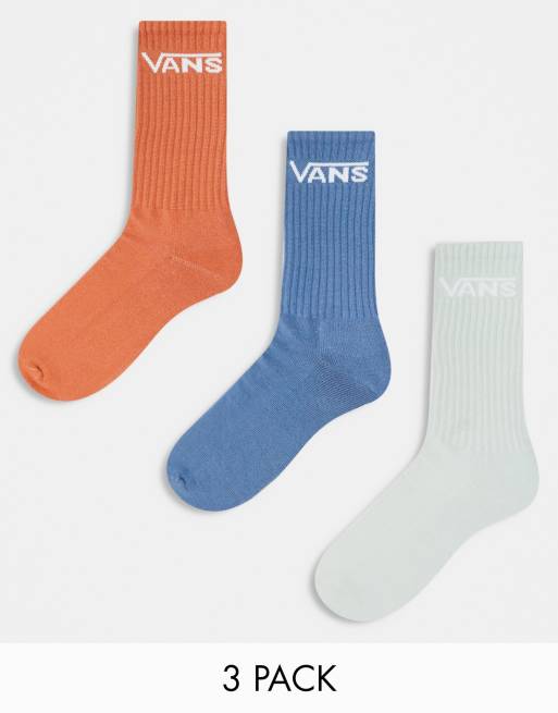 Pack de 3 pares de calcetines de color azul, naranja y verde claro clásicos de Vans