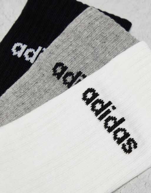 Pack de 3 pares de calcetines de color blanco gris y negro de cana media de adidas Originals