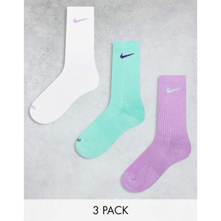 Pack de 3 pares de calcetines de color morado blanco y cerceta