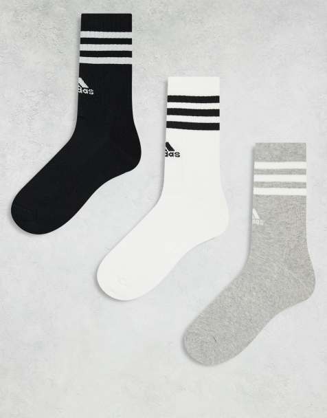 Pack de 3 pares de calcetines de color negro, blanco y gris con diseño de tres rayas de adidas Training - view 1