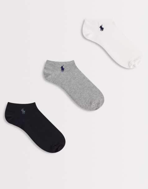 Pack de 3 pares de calcetines de color negro, blanco y gris de caña baja de Polo Ralph Lauren - view 1