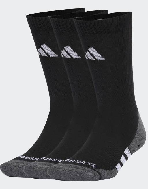 Pack de 3 pares de calcetines de color negro, gris oscuro jaspeado y blanco acolchados de caña alta Grip Climacool Cushioned de adidas Performance