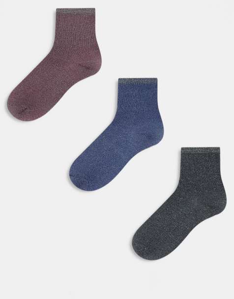 Pack de 3 pares de calcetines de colores invernales con acabado de purpurina de PIECES - view 1