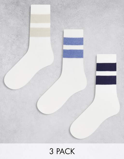 Pack de 3 pares de calcetines de varios colores con rayas de ASOS DESIGN