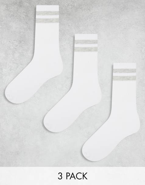 Pack de 3 pares de calcetines deportivos blancos a rayas de Jack & Jones - view 1