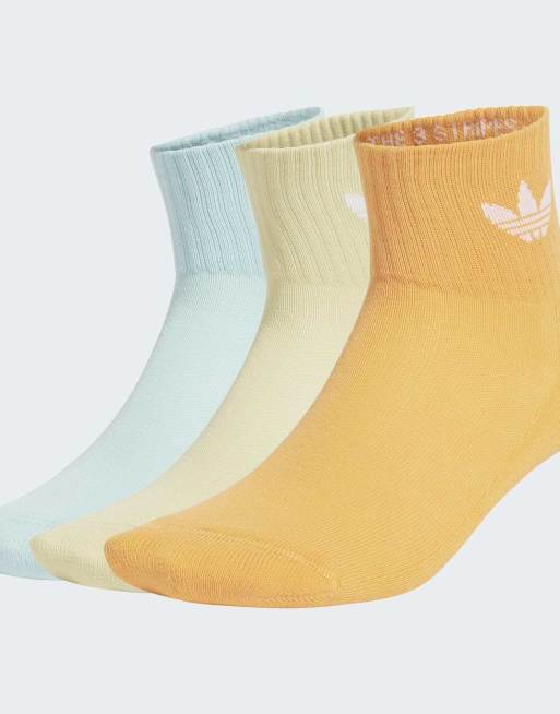 Pack de 3 pares de calcetines deportivos de color dorado auténtico, amarillo empolvado y menta de caña media de adidas Originals
