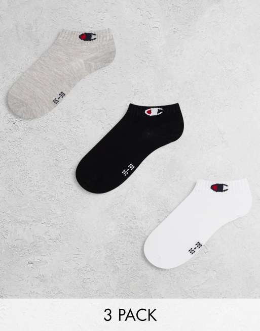 Pack de 3 pares de calcetines deportivos de color gris, blanco y negro de Champion