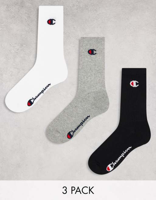 Pack de 3 pares de calcetines deportivos de color negro, blanco y gris de Champion