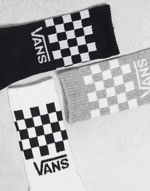 Pack de 3 pares de calcetines deportivos de color negro, blanco y multicolor a cuadros clásicos de Vans, 2 de 3