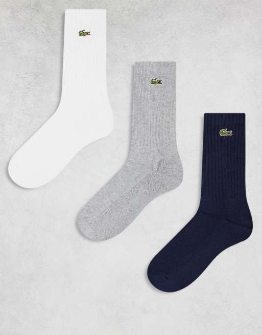 Pack de 3 pares de calcetines deportivos de color negro, gris y blanco de Lacoste 