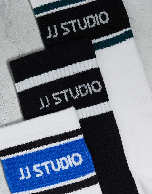 Pack de 3 pares de calcetines deportivos de color negro y blanco de Jack & Jones, 3 de 3